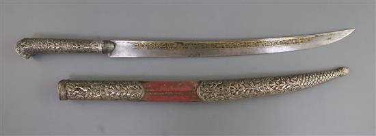 A 19th century Indian silver mounted dagger, overall length 19in.